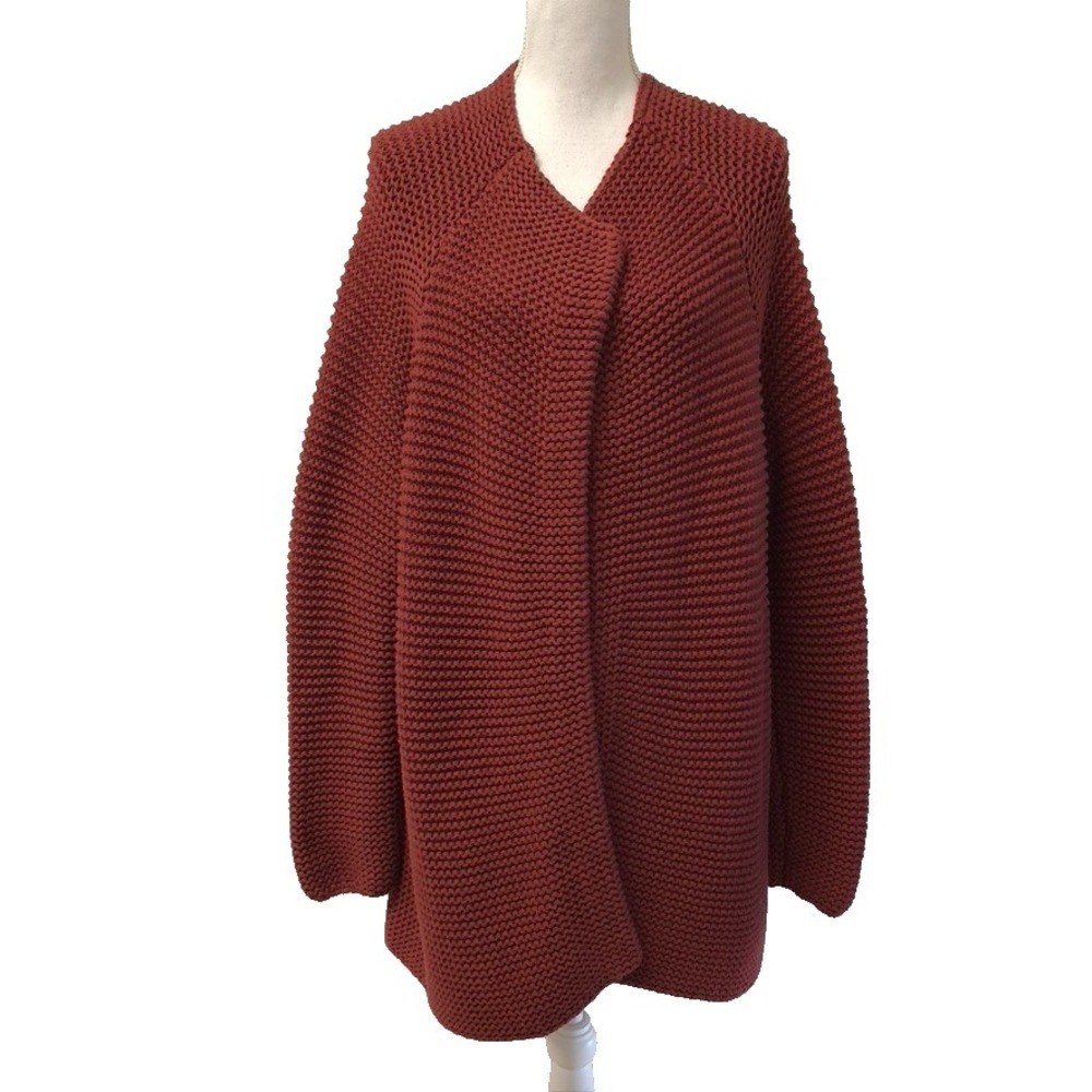 Love Hanna Cardigan Sweater Jumper Womens XL  Rust Red Chunky Oversize Cozy